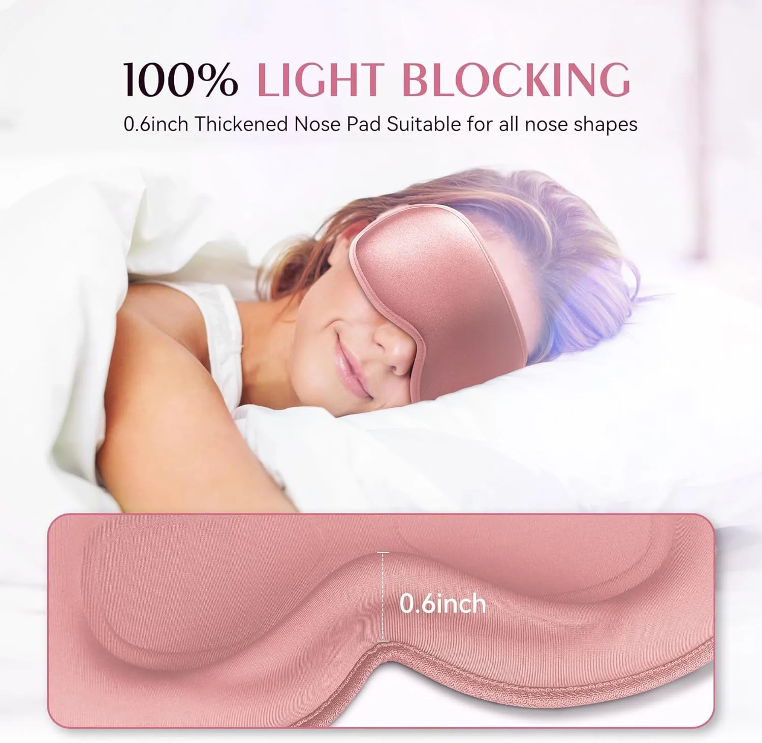 Weighted Eye Mask for Sleeping 2 Pack - 3D Contoured Sleep Masks for Women Men, Blackout Eye Mask for Travel, Meditation, Airplane, Memory Foam, Adjustable Strap Purple Pink