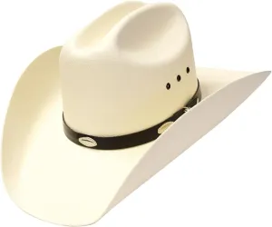 Western Express Natural Straw Cowboy Hat for Men and Women - Cattleman Style with Black Hat Band and Silver Conchos