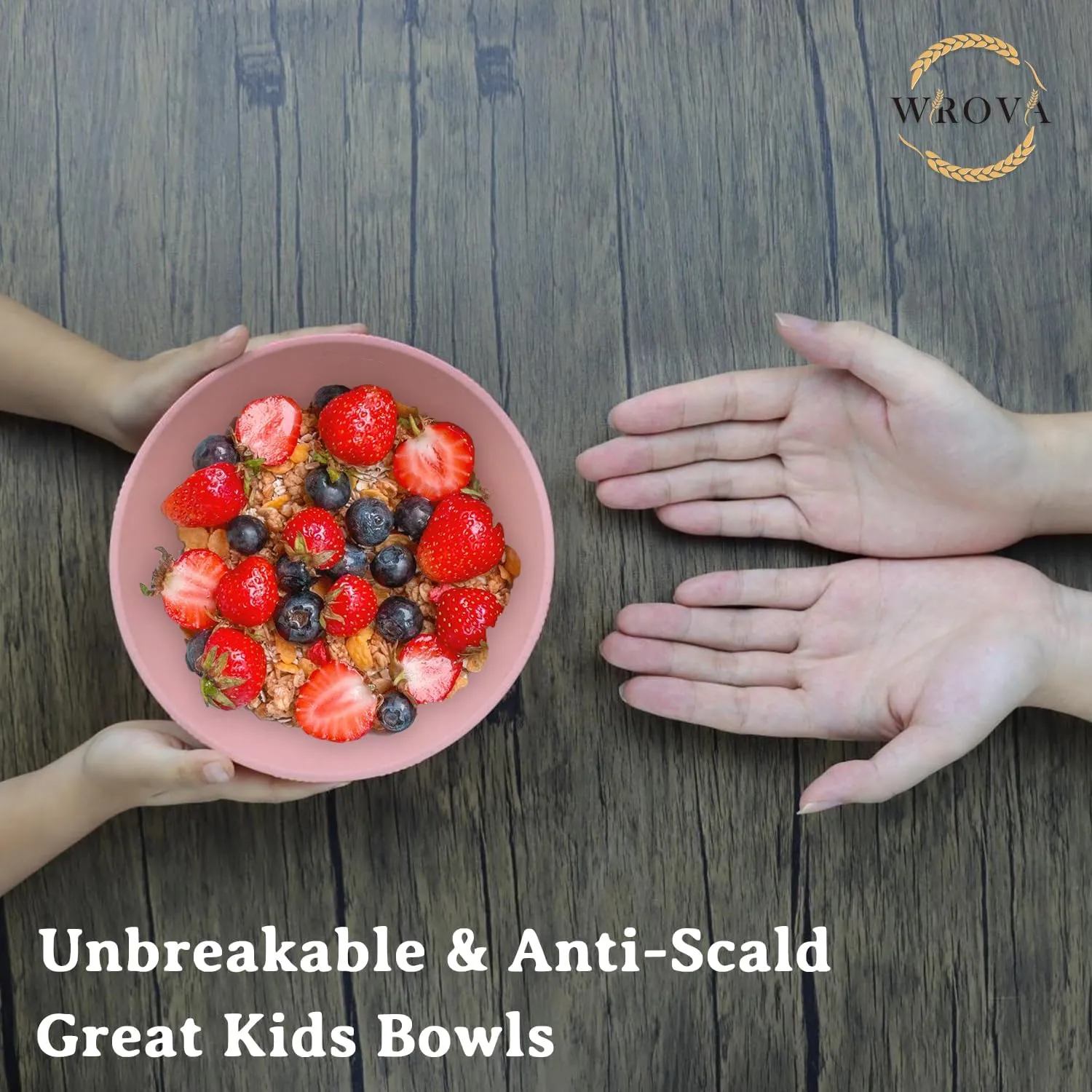 Wheat Straw Bowl Sets with textured pattern,6 PCS Unbreakable Cereal Bowl 36 OZ,Microwave and Dishwasher Safe Bowls,Soup Bowl Sets BPA Free for Salad (sakura pink
