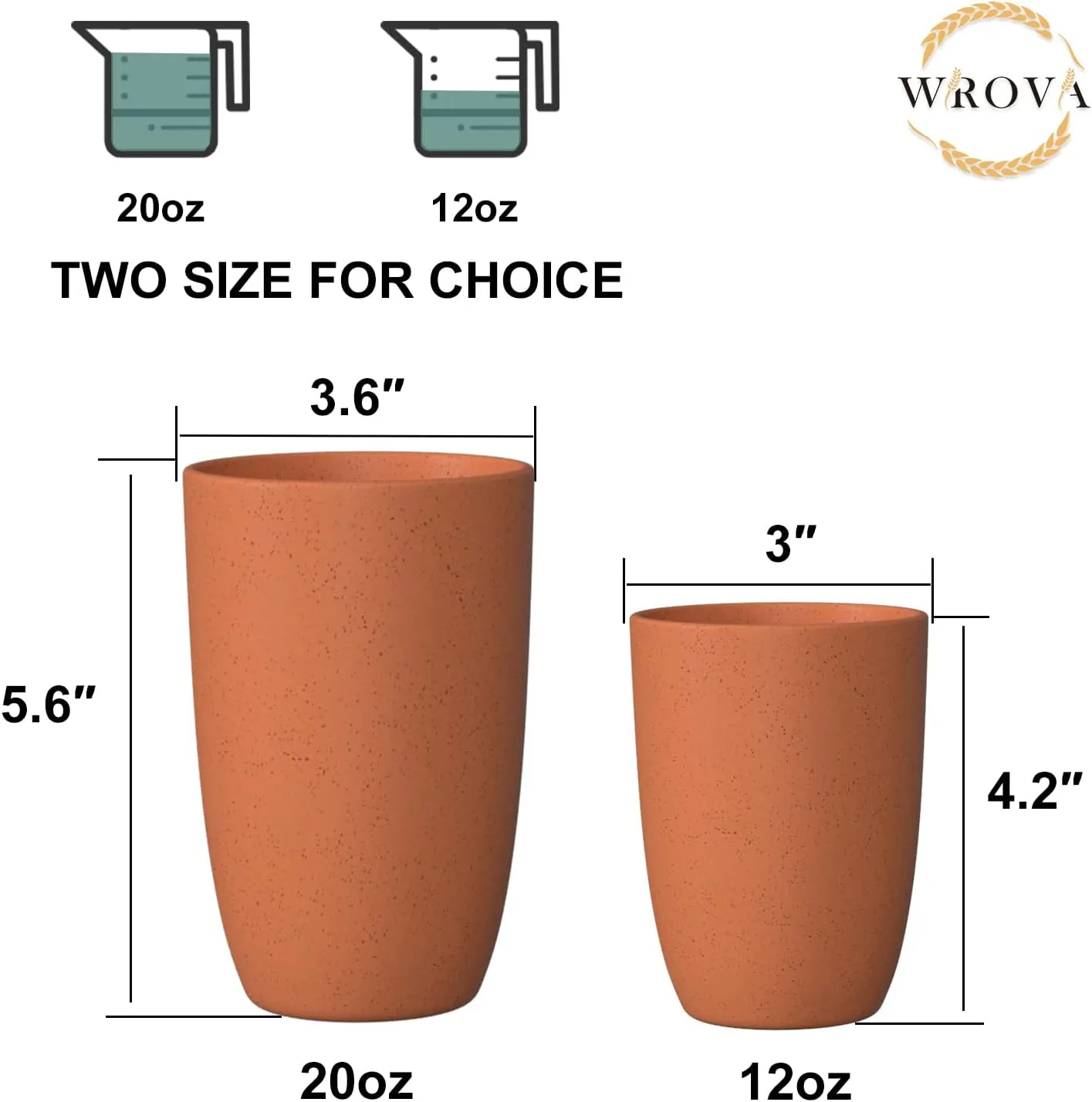 Wheat Straw Cups 6 PCS Good Alternative to Plastic Reusable Cups 20 oz Unbreakable Drinking Cup Reusable Dishwasher Safe Water Plastic Glasses Orange