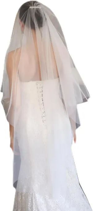 White Wedding Veil Bridal Cathedral Veil 2 Tier Veil Wedding Hair Comb for Brides Girl, 58 Inches