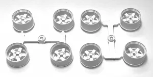 White Wheel Rims 8pc Set for Kyosho Mini-Z RC Drift Car AWD ReadySet 1/24 1/28 Mini-Q DRZ GLD 20mm Diameter (8X Wide Wheels)