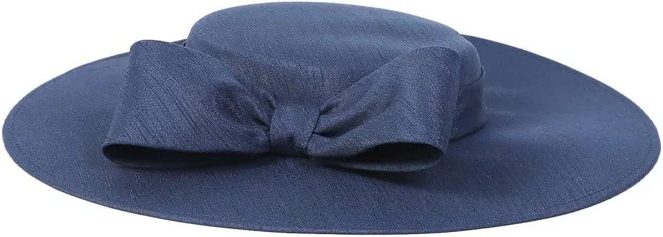 Wide Brim Hats for Women Big Bowknot Formal Occasion Kentucky Cap Lady Wedding Cocktail Party Flat Top Fedoras
