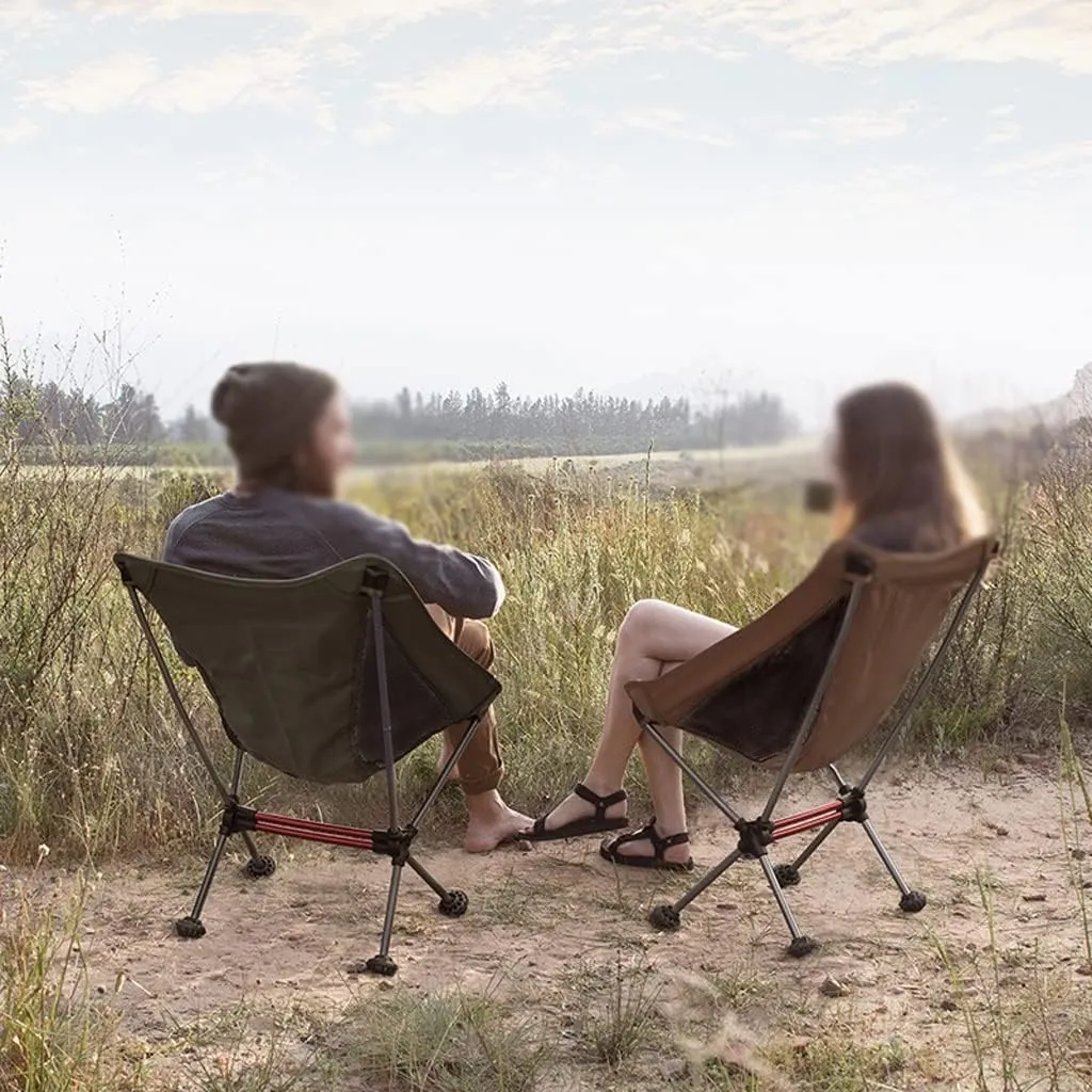 Widened Outdoor Folding Chair Portable Leisure Sketching Beach Camping Fishing Moon Chair (Brown 70.55437cm)