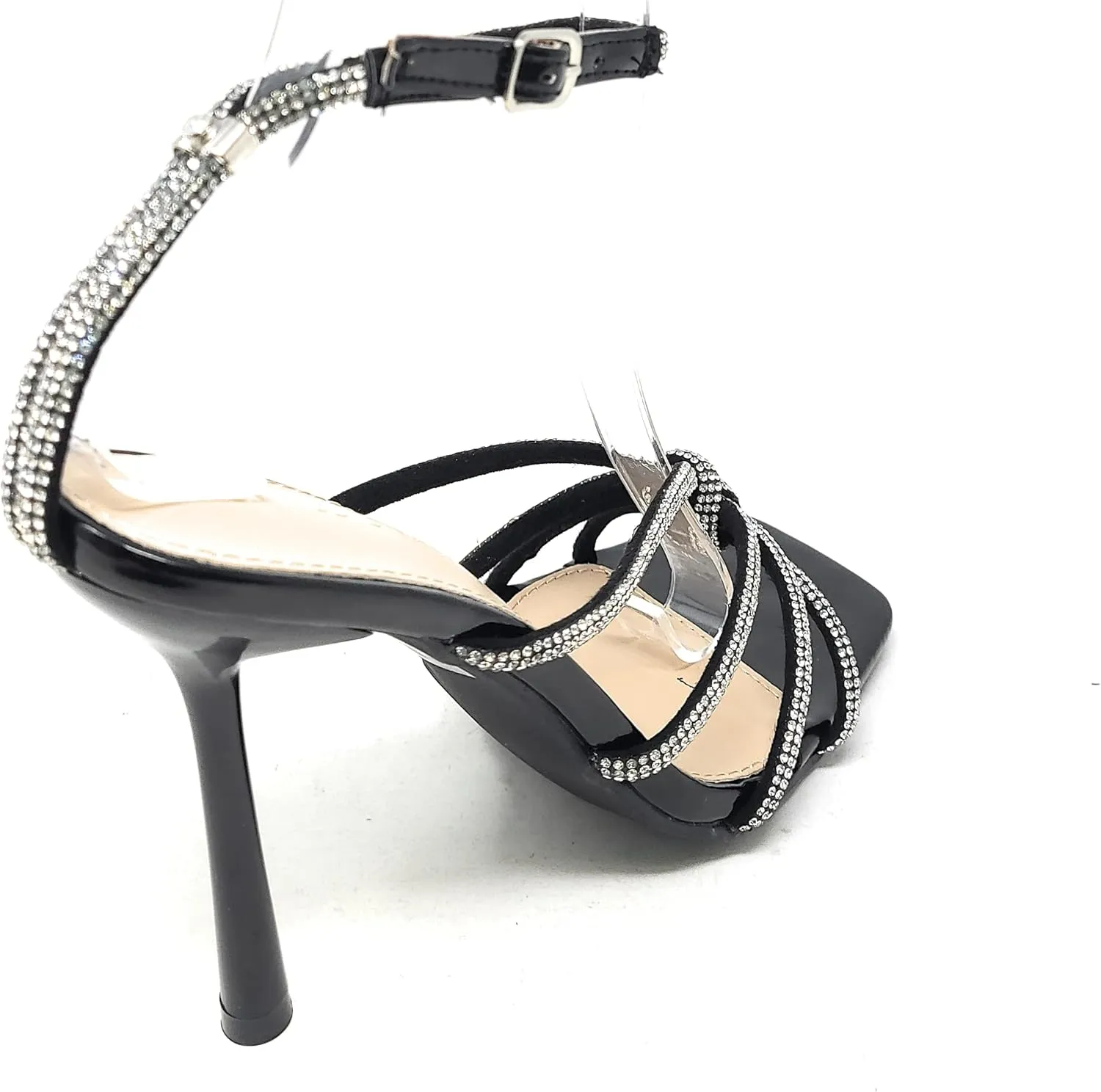 Wild Diva Women's Square Toe Rhinestone Embellished Straps Formal Stiletto High Heels Narala-09