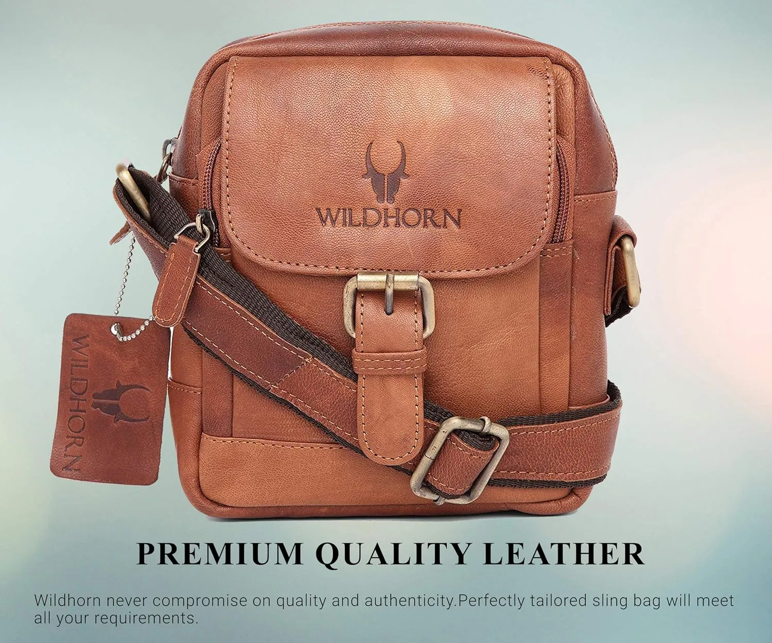 WILDHORN® Original Leather 9 inch Sling Bag for Men I Multipurpose Crossbody Bag I DIMENSION: L- 8 inch H- 9 inch W- 3 inch