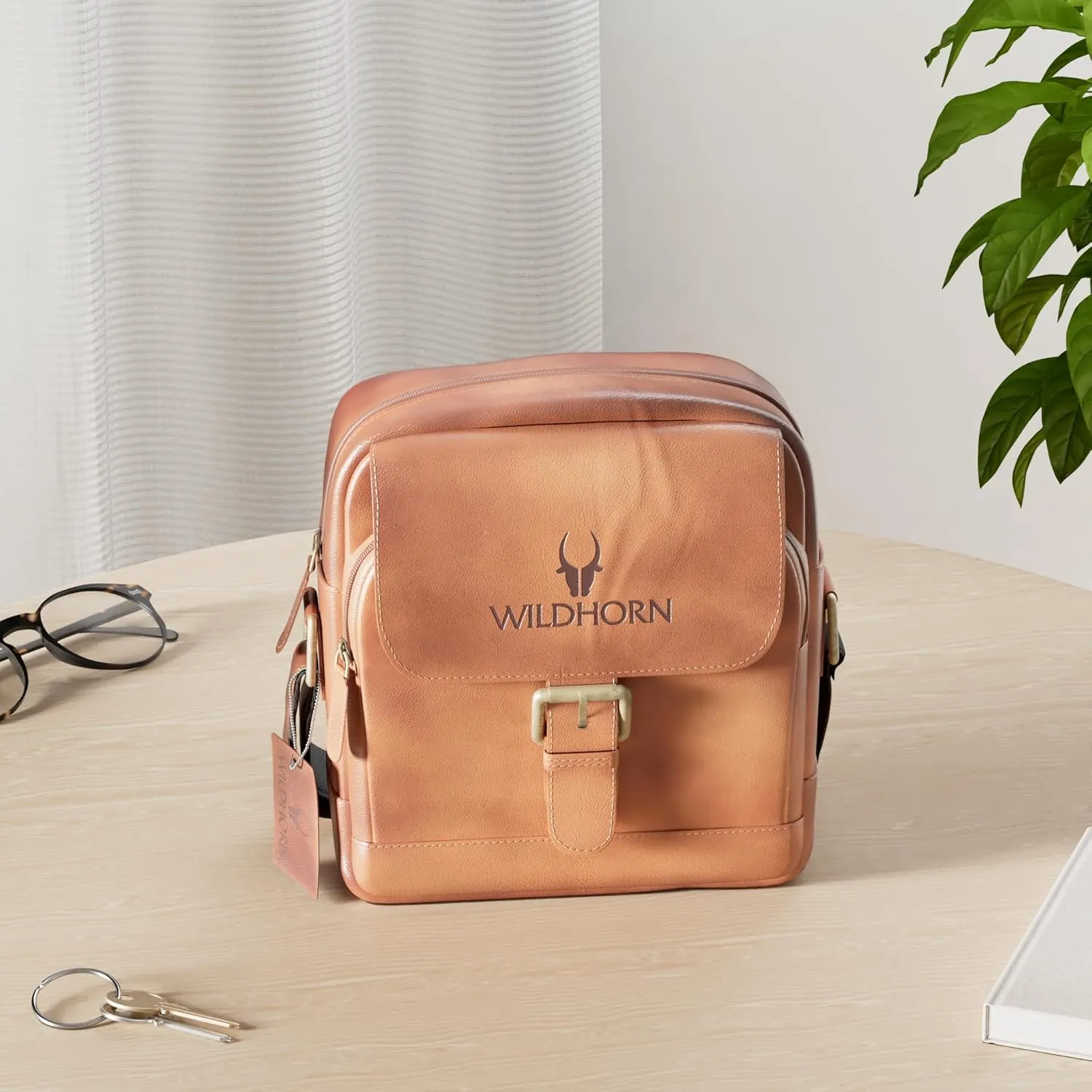WILDHORN® Original Leather 9 inch Sling Bag for Men I Multipurpose Crossbody Bag I DIMENSION: L- 8 inch H- 9 inch W- 3 inch