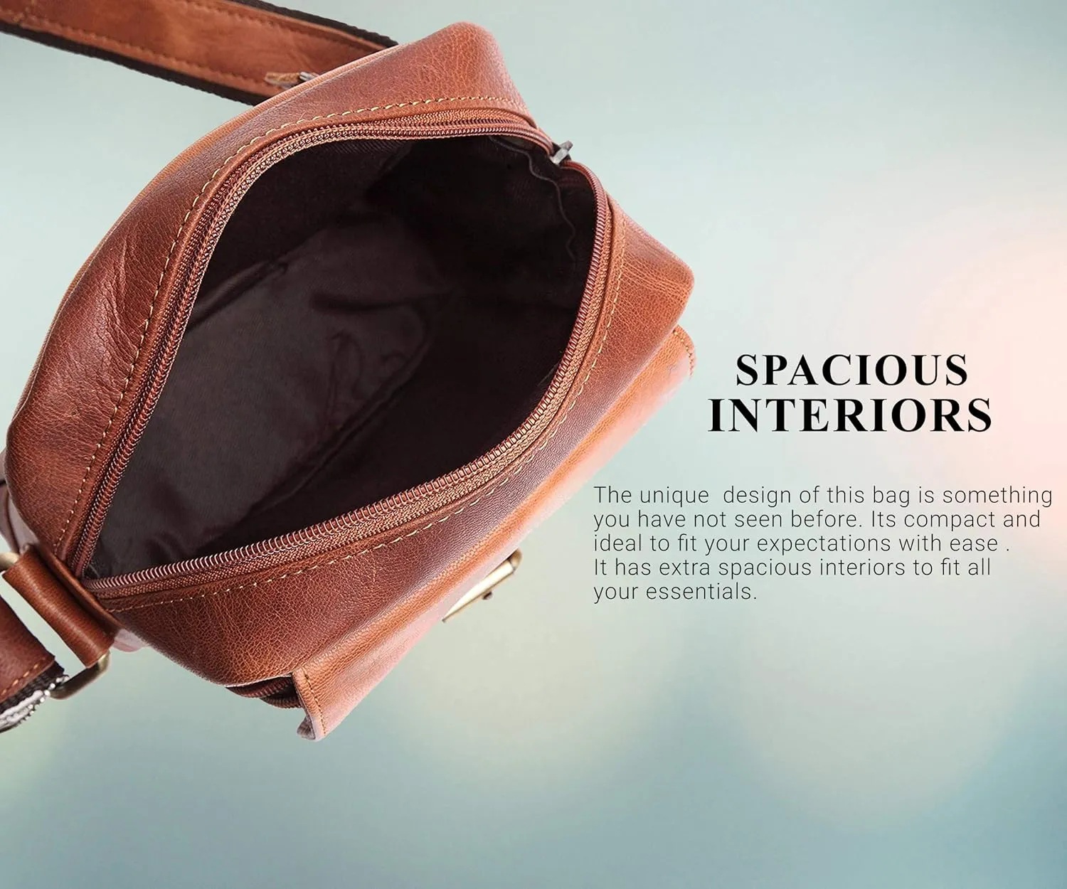 WILDHORN® Original Leather 9 inch Sling Bag for Men I Multipurpose Crossbody Bag I DIMENSION: L- 8 inch H- 9 inch W- 3 inch