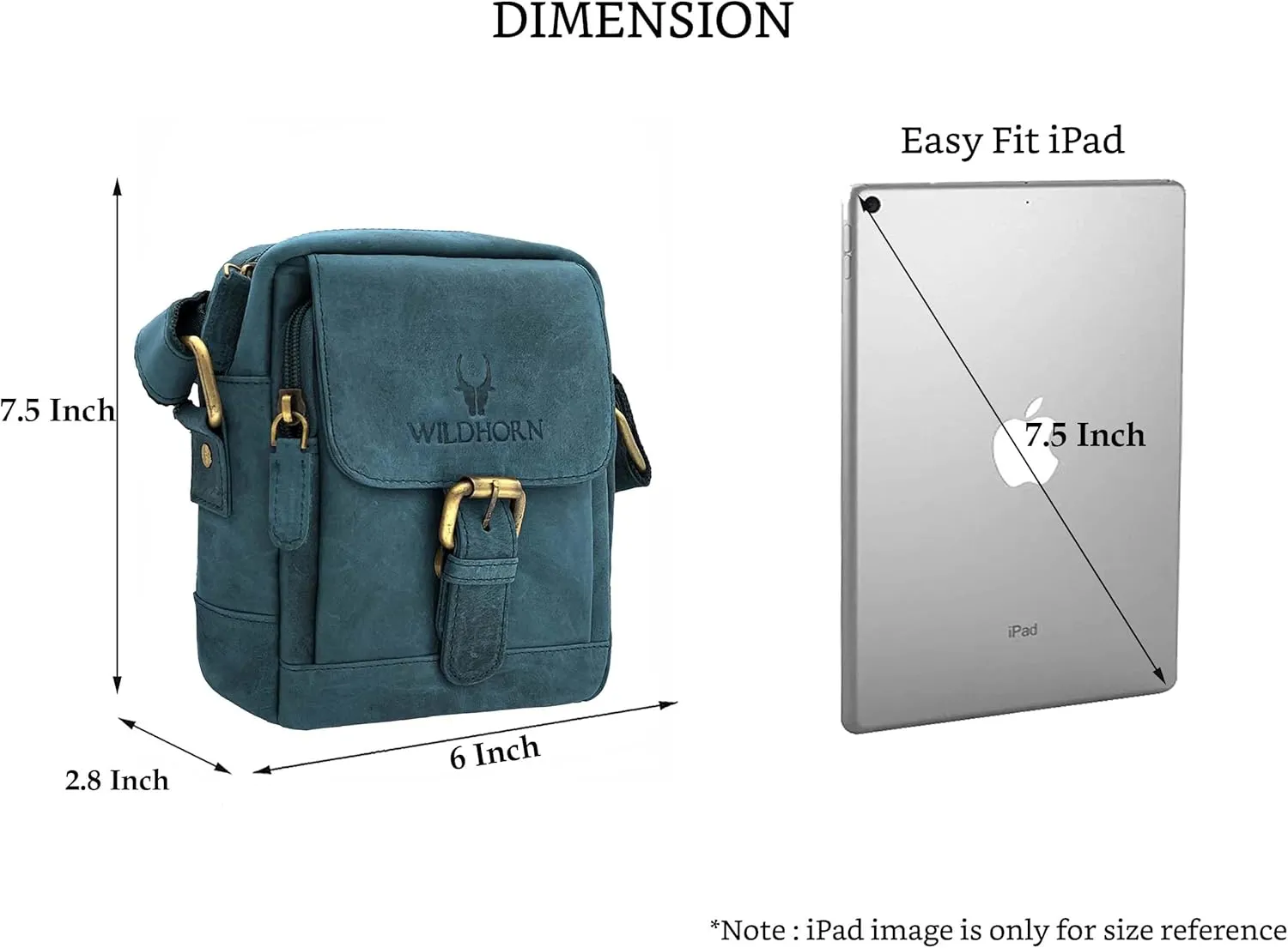 WILDHORN® Original Leather 9 inch Sling Bag for Men I Multipurpose Crossbody Bag I DIMENSION: L- 8 inch H- 9 inch W- 3 inch