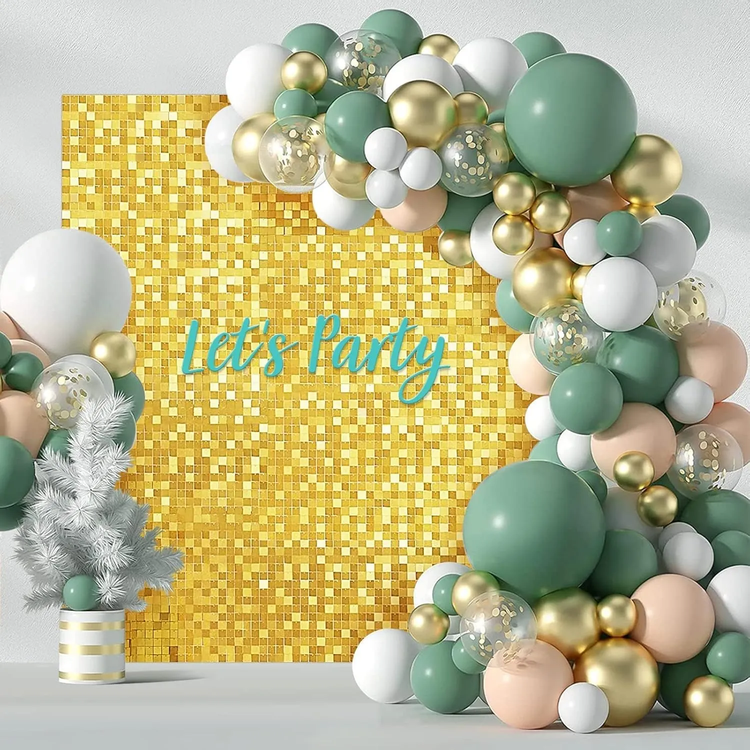 Wokceer Shimmer Wall Panels - 12 Gold Sequin Backdrop for Christmas, Birthday, Wedding, Anniversary & Engagement Parties - Home Decor