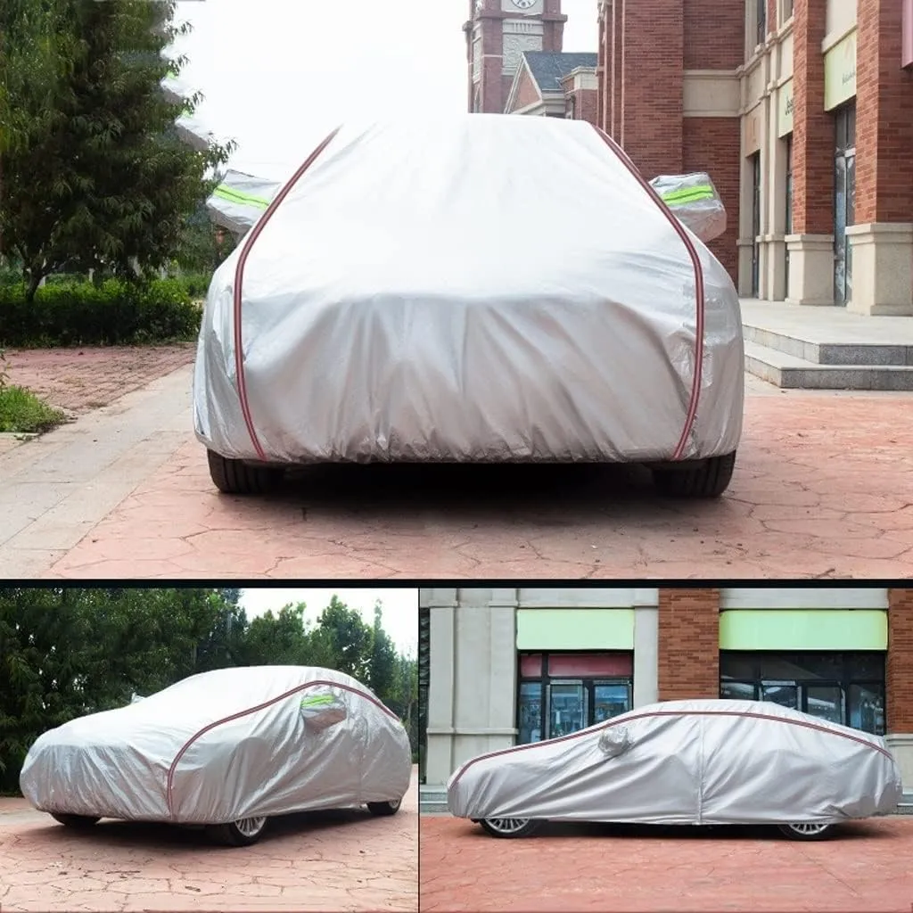 WOLWES Car Cover are Suitable for Alpina D3 Saloon All-Weather Windproof, Snowproof, Rainproof, UV-Protected and Breathable All-Season Universal with Side Door Zip Oxford Cloth Car Cover (Color : WHI