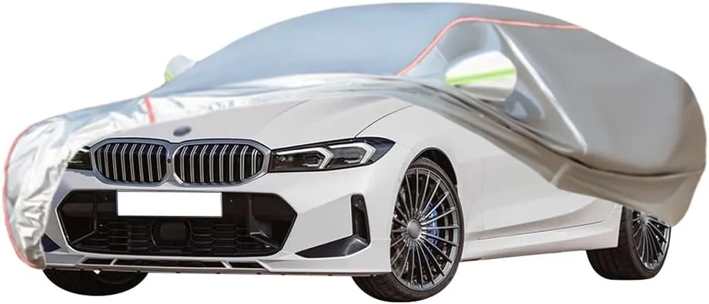 WOLWES Car Cover are Suitable for Alpina D3 Saloon All-Weather Windproof, Snowproof, Rainproof, UV-Protected and Breathable All-Season Universal with Side Door Zip Oxford Cloth Car Cover (Color : WHI