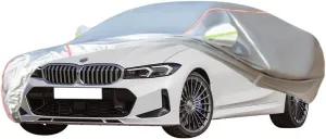WOLWES Car Cover are Suitable for Alpina D3 Saloon All-Weather Windproof, Snowproof, Rainproof, UV-Protected and Breathable All-Season Universal with Side Door Zip Oxford Cloth Car Cover (Color : WHI