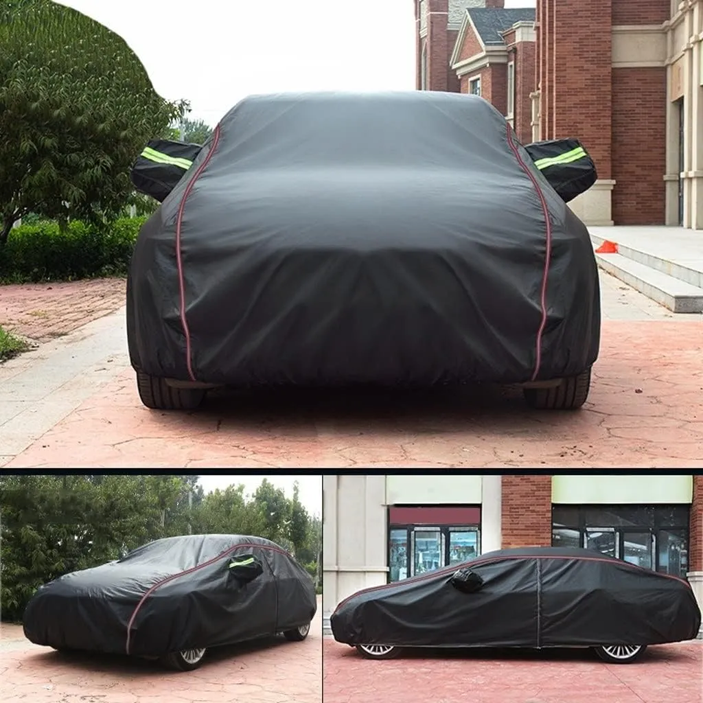 WOLWES Car Cover are Suitable for Renault Talisman Sedan All-Weather Windproof, Snowproof, Rainproof, UV-Protected and Breathable All-Season Universal with Side Door Zip Oxford Cloth Car Cover (Color