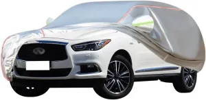 WOLWES Car Covers are Suitable for Infiniti QX60 2014-2024 All-Weather Windproof, Snowproof, Rainproof, UV-Protected and Breathable All-Season Universal with Side Door Zip Oxford Cloth Car Covers (Co