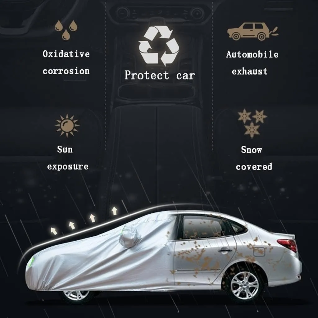 WOLWES Car Covers are Suitable for Karma GS-6 Base/Luxury/Sport 2021-2022 All-Weather Windproof, Snowproof, Rainproof, UV-Protected and Breathable All-Season Universal with Side Door Zip Oxford Cloth