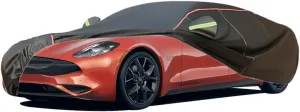 WOLWES Car Covers are Suitable for Karma GS-6 Base/Luxury/Sport 2021-2022 All-Weather Windproof, Snowproof, Rainproof, UV-Protected and Breathable All-Season Universal with Side Door Zip Oxford Cloth