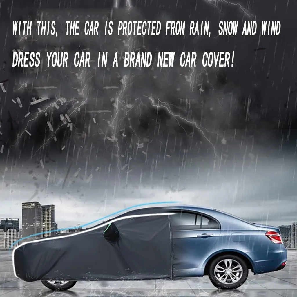 WOLWES Car Covers are Suitable for Karma GS-6 Base/Luxury/Sport 2021-2022 All-Weather Windproof, Snowproof, Rainproof, UV-Protected and Breathable All-Season Universal with Side Door Zip Oxford Cloth