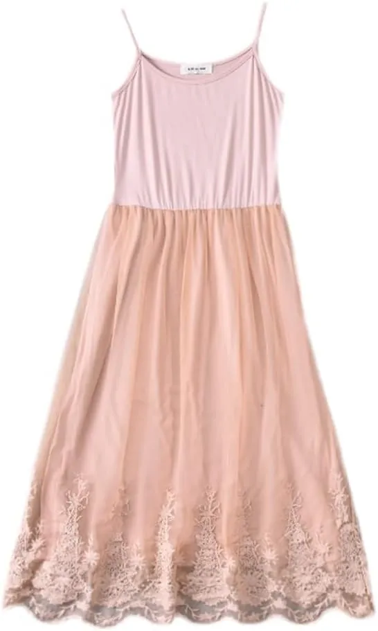 Women Casual Floral Lace Trim Extender Camisole Dress Slip Spaghetti Tank Top for Summer
