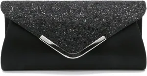 Women Envelope Clutch Bag Sequins Evening Bag Shiny Handbag with Detachable Chain Bridal Wedding Purse