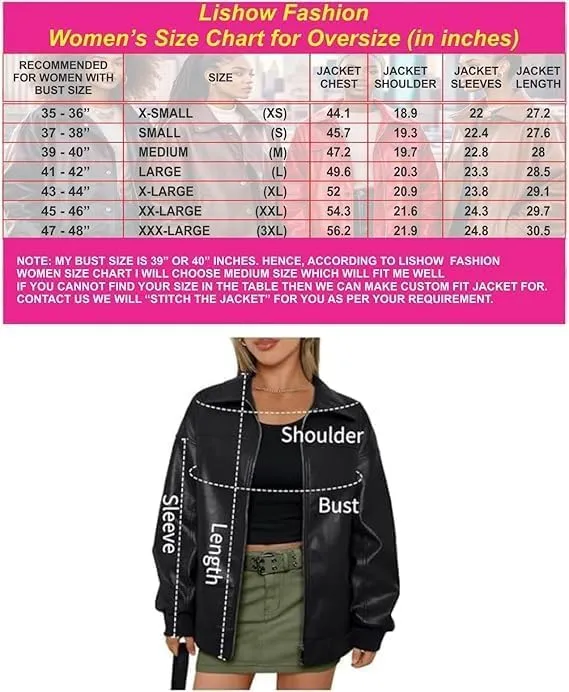 Women Handmade Oversize Bomber Genuine Leather Casual Wear Oversize Jacket