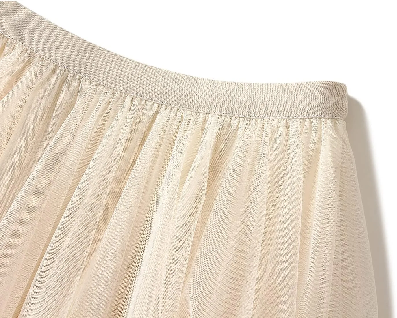 Women Layered Tulle Midi Skirt Frill Trim Ruffle Long Skirts