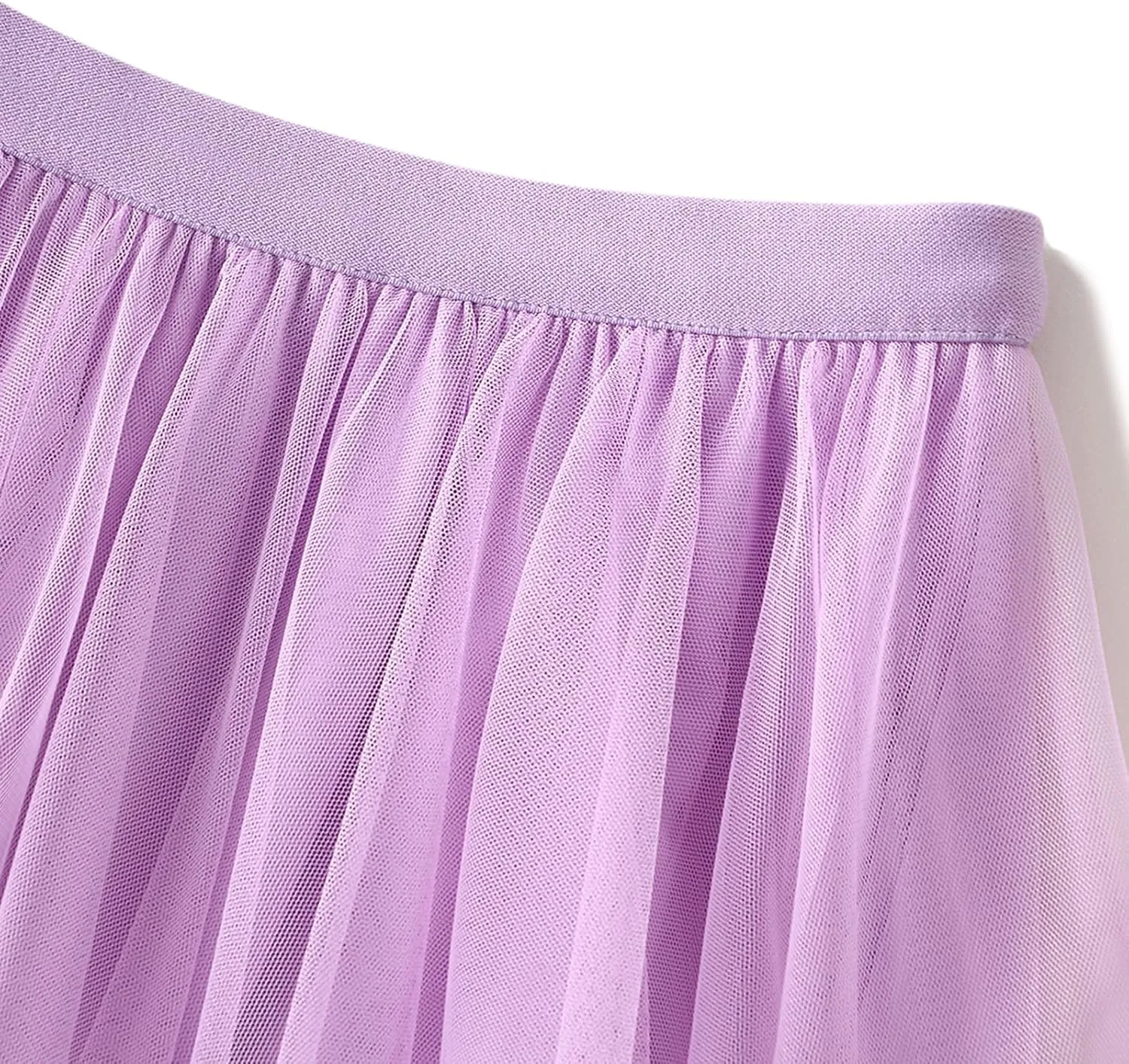 Women Layered Tulle Midi Skirt Frill Trim Ruffle Long Skirts