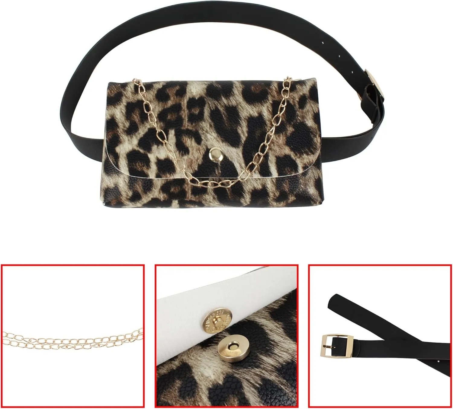 Women Mini Chain Fanny Pack Belt Bag Waist Bag Small Waist Pouch for Travel Workout Running Hiking