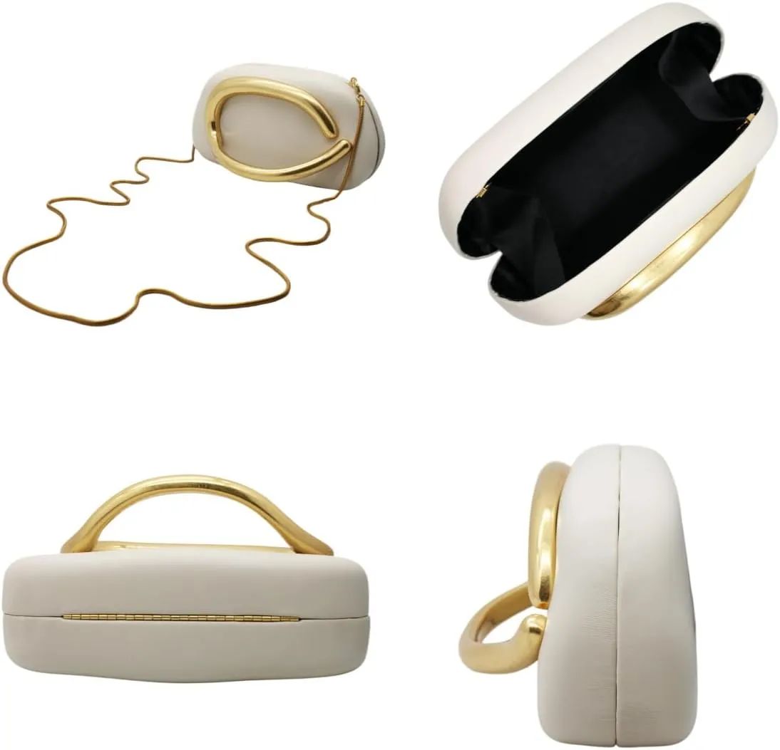 Women PU Leather Metal Handle Handbag Trendy Commuting Compact Stone Purse Hand-held Causal Shoulder Clutch Bag