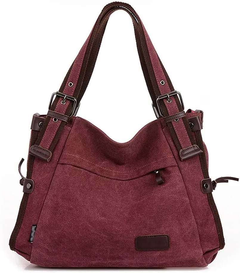Women Shoulder Bag Canvas Handbag Large Capacity Casual Handbag with Adjustable Shoulder Strap