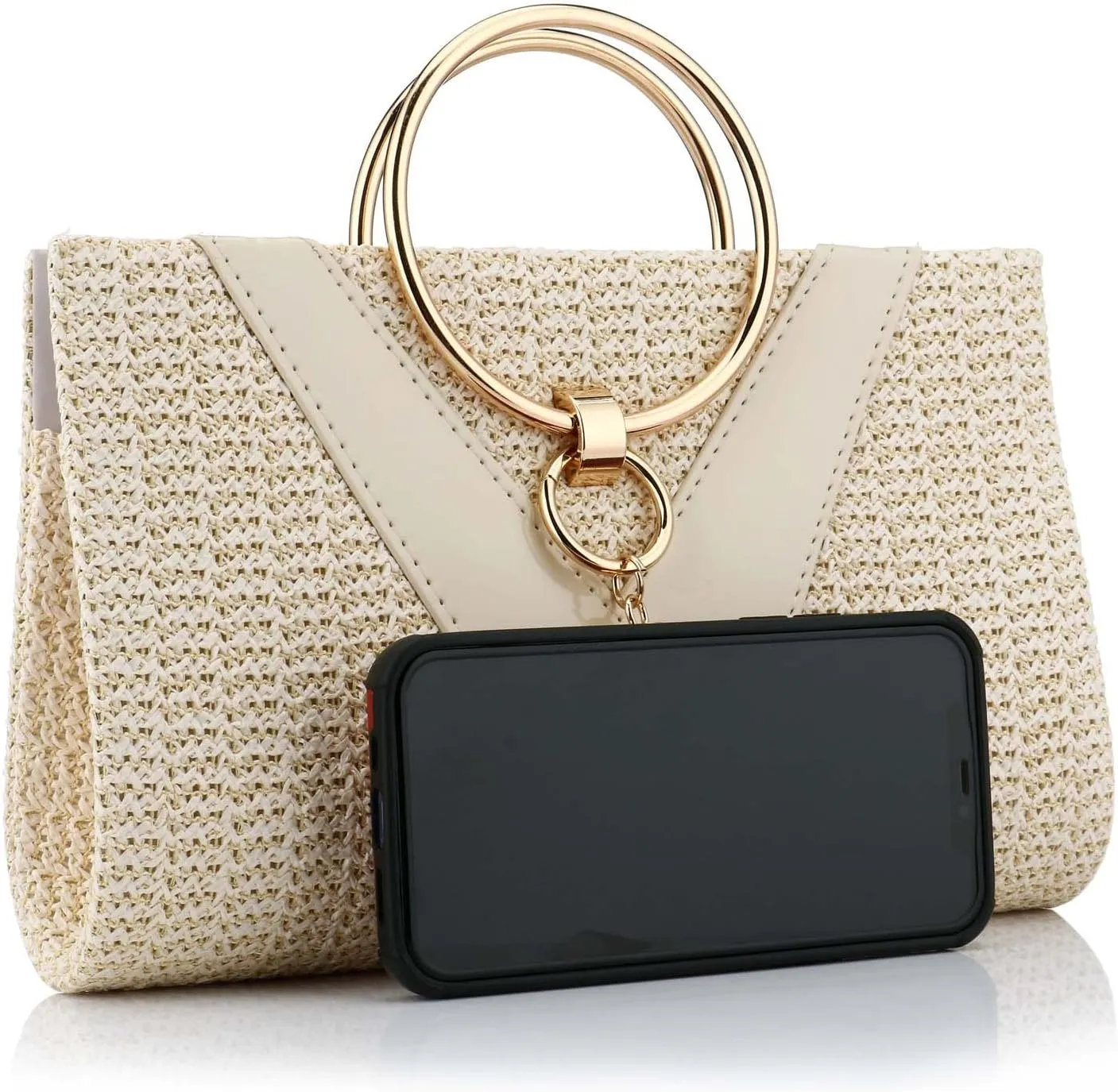 Women Straw Bag Crossbody Clutch Evening Clutch Purse Beach Shoulder Handbag