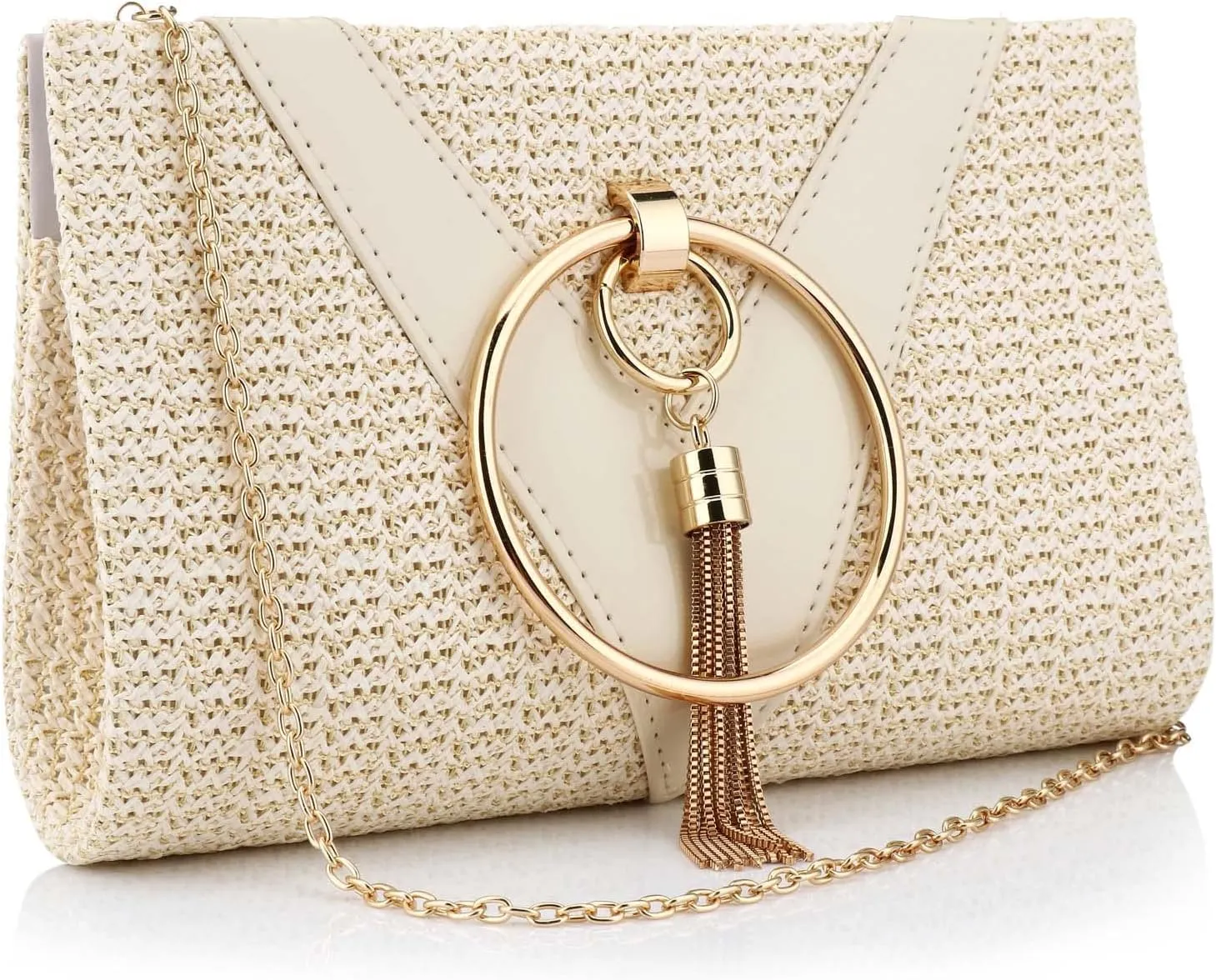 Women Straw Bag Crossbody Clutch Evening Clutch Purse Beach Shoulder Handbag