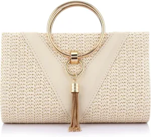 Women Straw Bag Crossbody Clutch Evening Clutch Purse Beach Shoulder Handbag