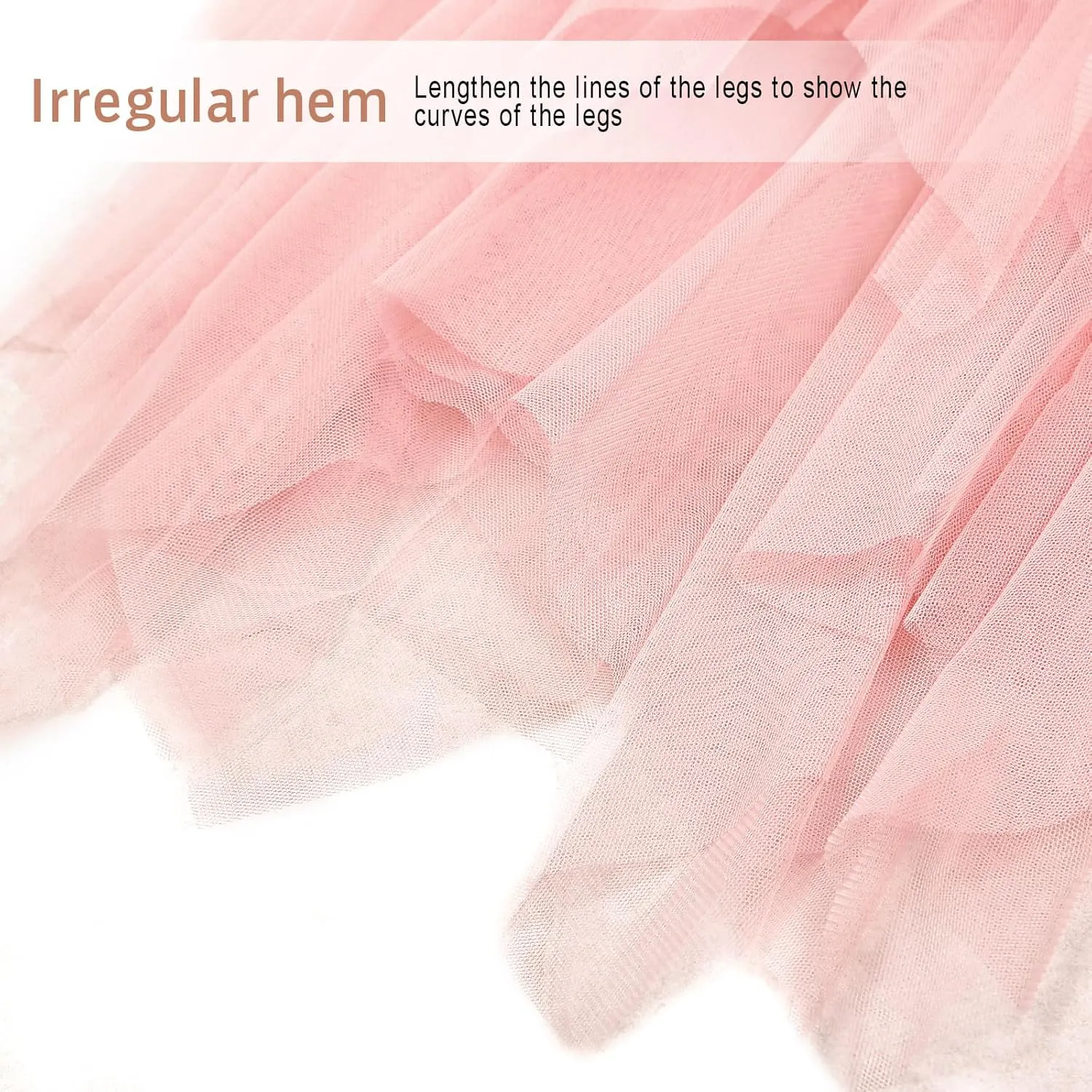 Women Tulle Skirts Layered Tutu Skirt Midi Length Elastic High Waist A Line Skirt