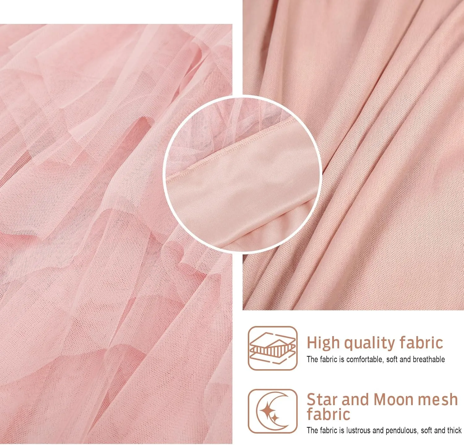 Women Tulle Skirts Layered Tutu Skirt Midi Length Elastic High Waist A Line Skirt