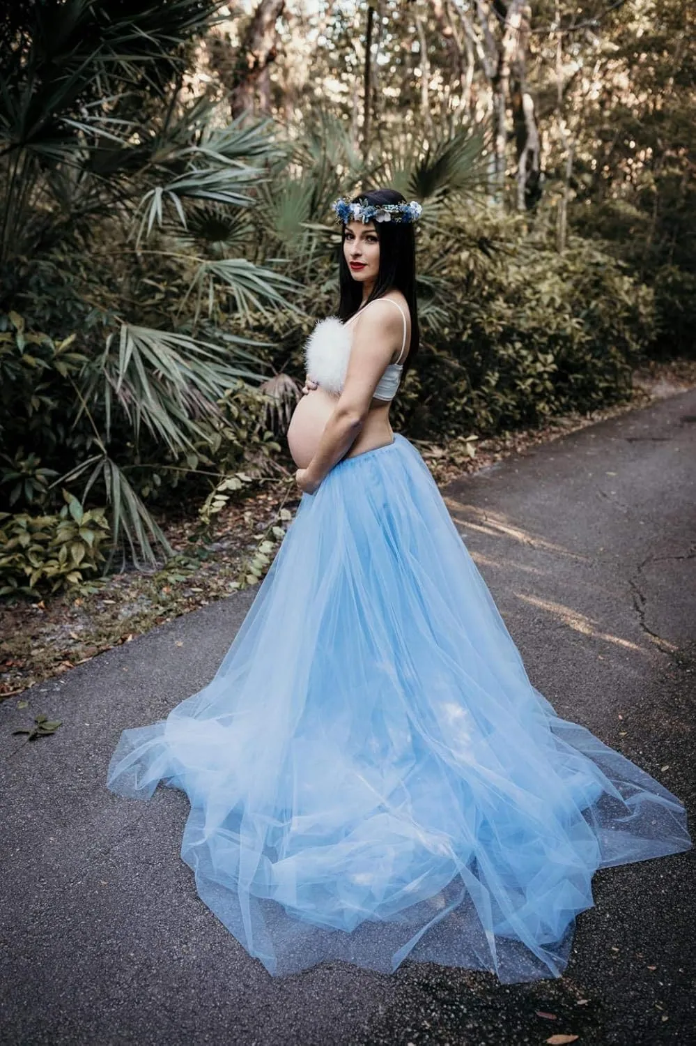Women Wedding Long Maxi Tulle Skirt Floor Length with Long Train Bridal Overskirt