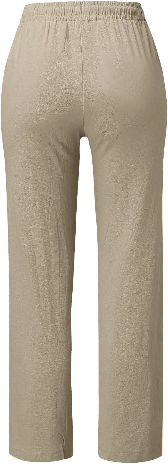 Women Work Linen Cotton Pants Office Business Plus Size Loose Trendy Trouser Outdoor Hiking Jogging Casual Sweatpants