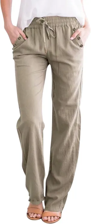 Women Work Linen Cotton Pants Office Business Plus Size Loose Trendy Trouser Outdoor Hiking Jogging Casual Sweatpants