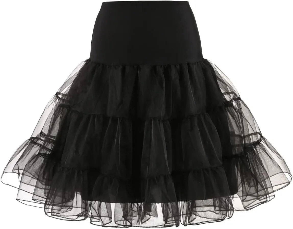 Women's 50s Vintage Rockabilly Petticoat Crinoline Tutu Underskirt Half Slip Vintage 1950s Underskirt Puffy Tulle Petticoat