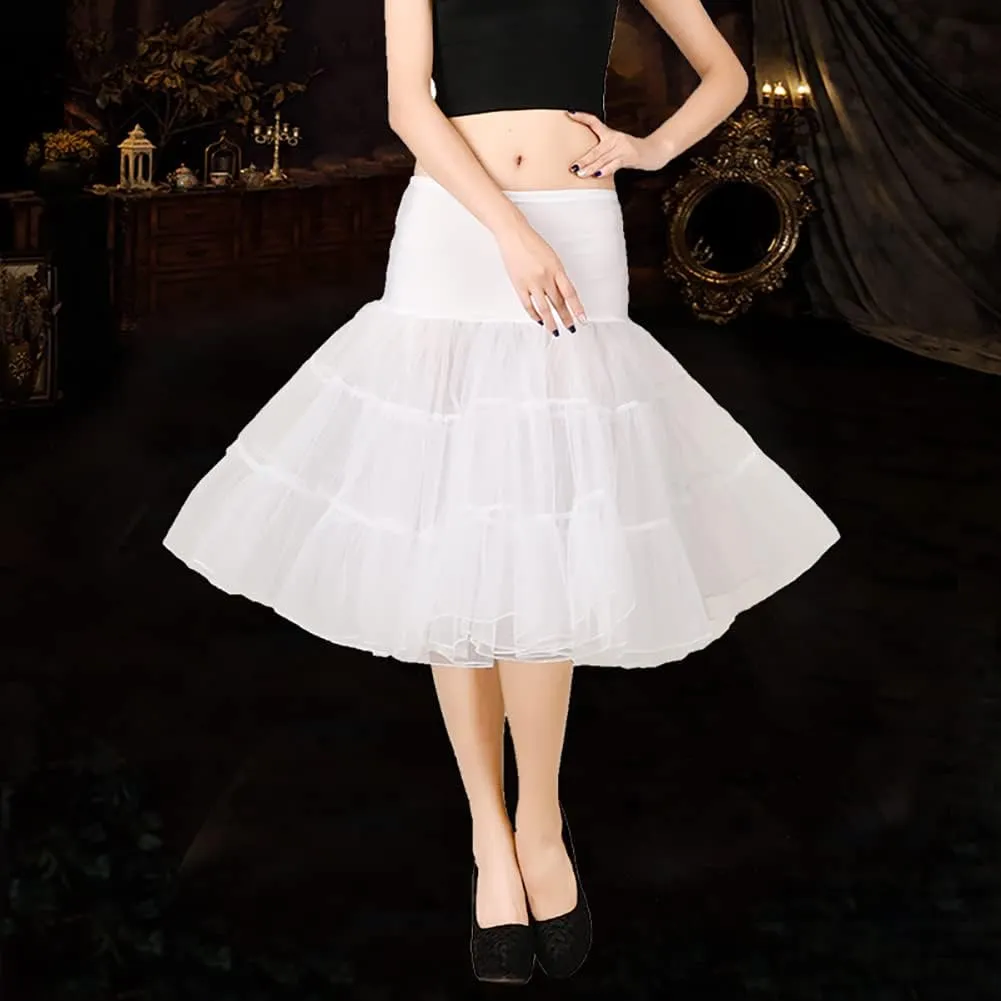 Women's 50s Vintage Rockabilly Petticoat Crinoline Tutu Underskirt Half Slip Vintage 1950s Underskirt Puffy Tulle Petticoat