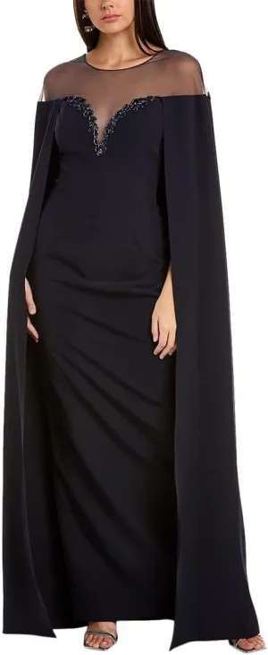 Womens Cape Gown, 2, Blue