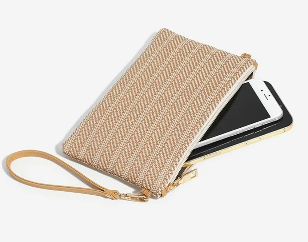 Womens Casual Straw Purses Woven Shoulder Crossbody Bag Small Handbags Tote Bag Wallet Summer Beach Bag with Chain