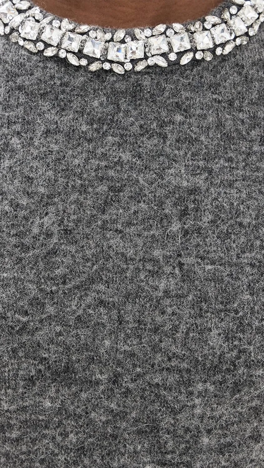 Women's Charcoal Embellished Knit Top