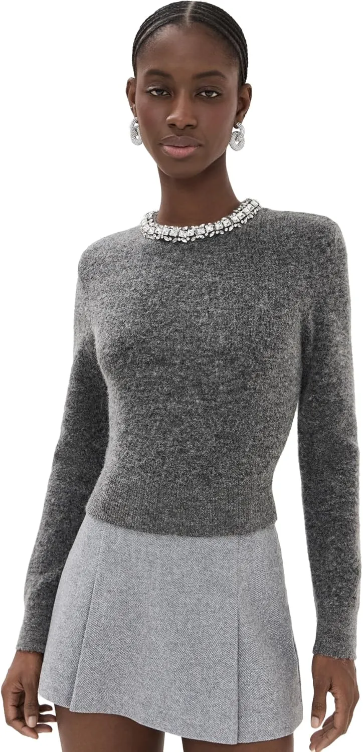 Women's Charcoal Embellished Knit Top
