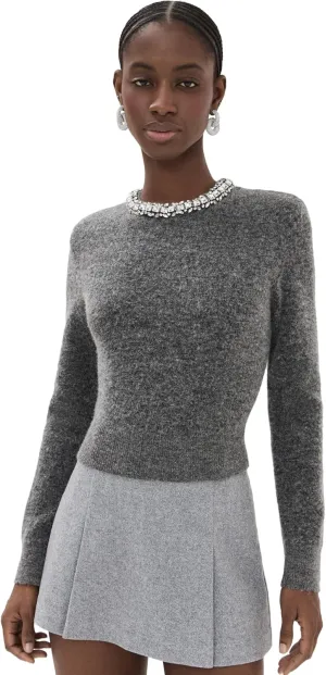 Women's Charcoal Embellished Knit Top