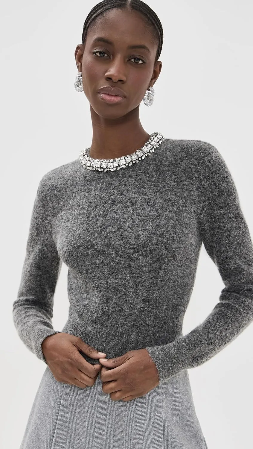 Women's Charcoal Embellished Knit Top