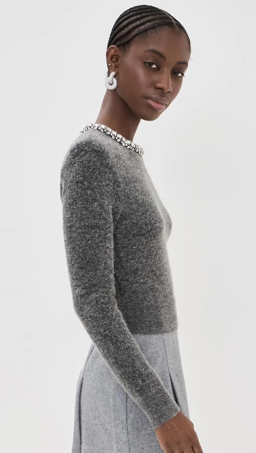 Women's Charcoal Embellished Knit Top