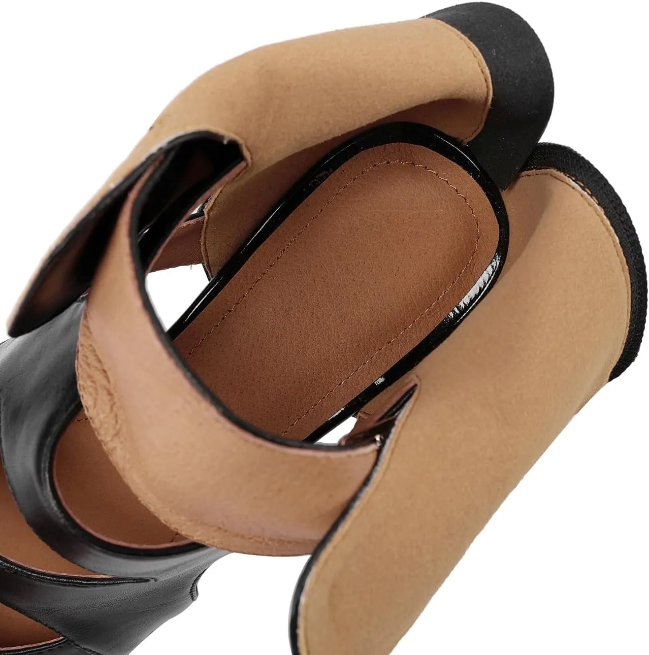 Women's Closed Toe Genuine Leather Spool Heels Handmade Hollow-carved Design Ankle Boots