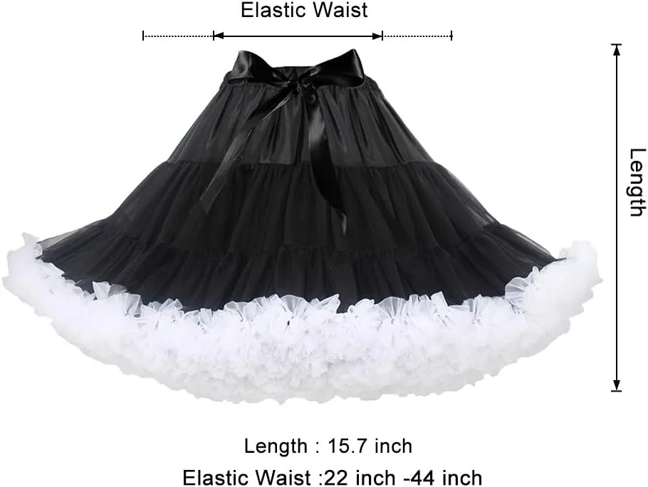 Women's Elastic Waist Chiffon Petticoat Puffy Tutu Tulle Skirt Princess Ballet Dance Pettiskirts Underskirt