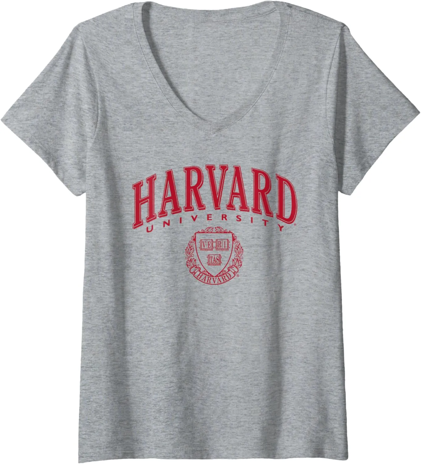 Womens Harvard University Classic Red Shield V-Neck T-Shirt